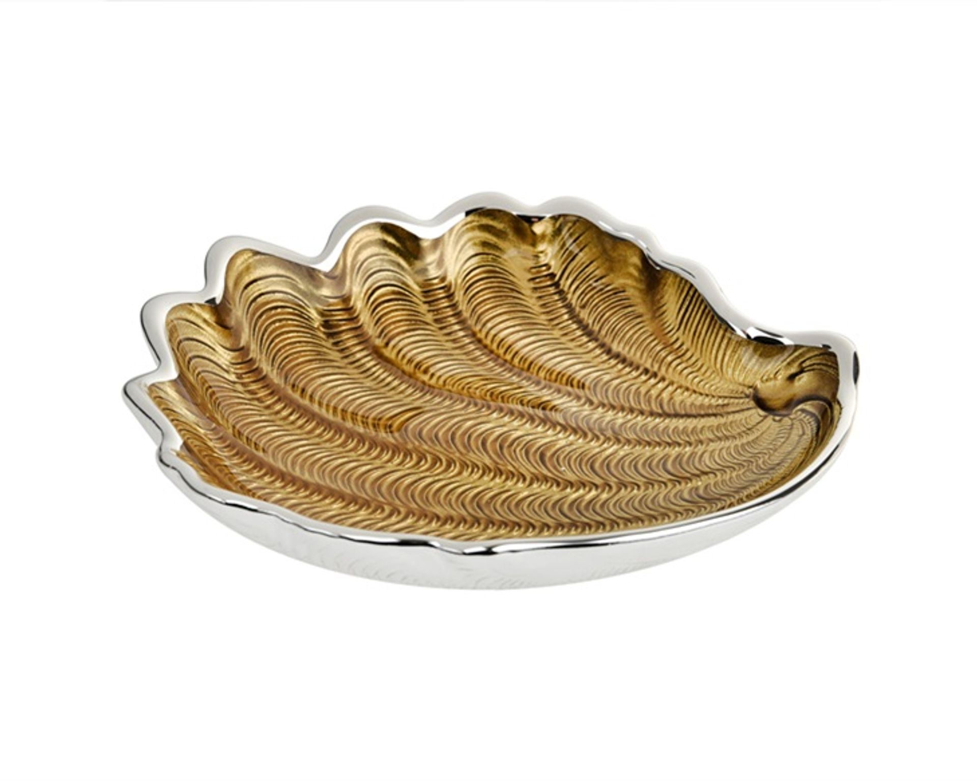 Bomboniera piattino a forma di conchiglia in oro, Argenesi
