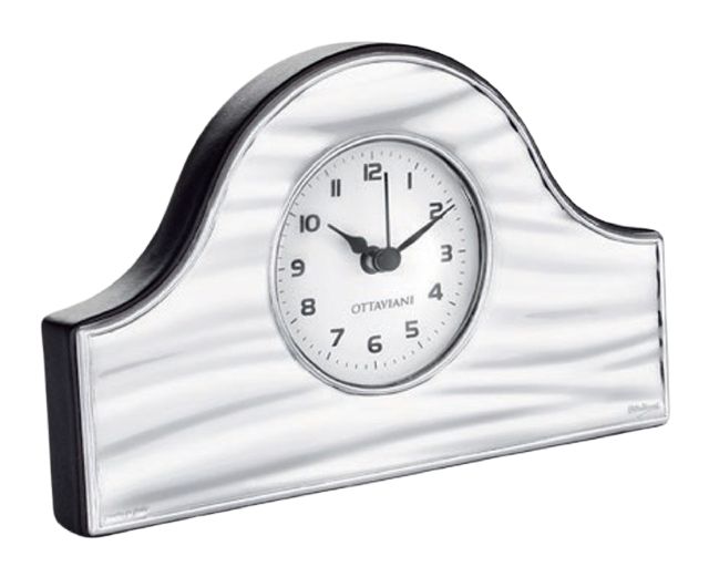 Orologio da tavolo argento pvd con quadrante bianco