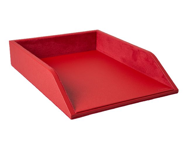 Document tray red faux leather