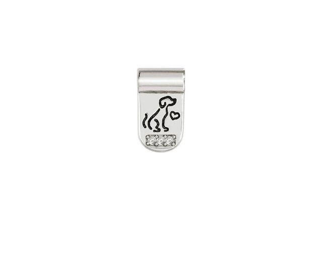 Ciondolo seimia argento cane con zirconi
