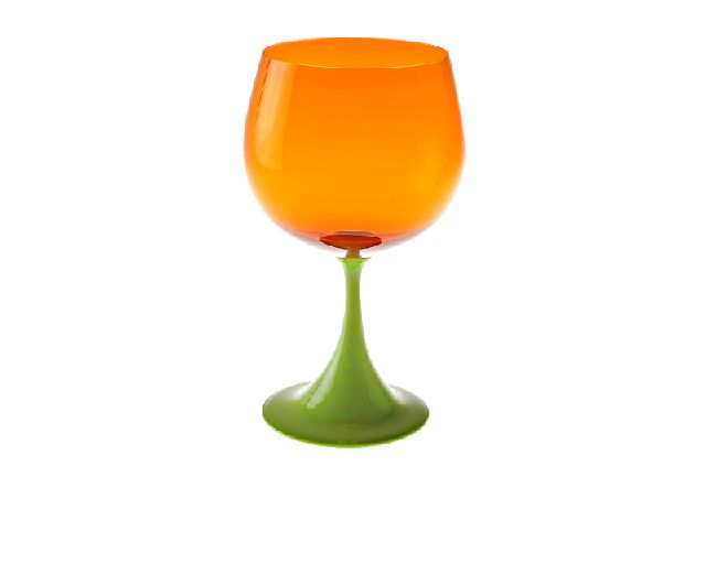 Bourgogne goblet burlesque murano glass pea green orange