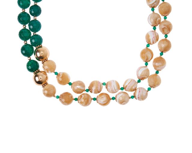 Collana argento con madreperla e agata verde