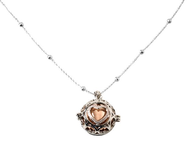 Collana chiama angeli harmony ottone rodiato e oro rosè cuore