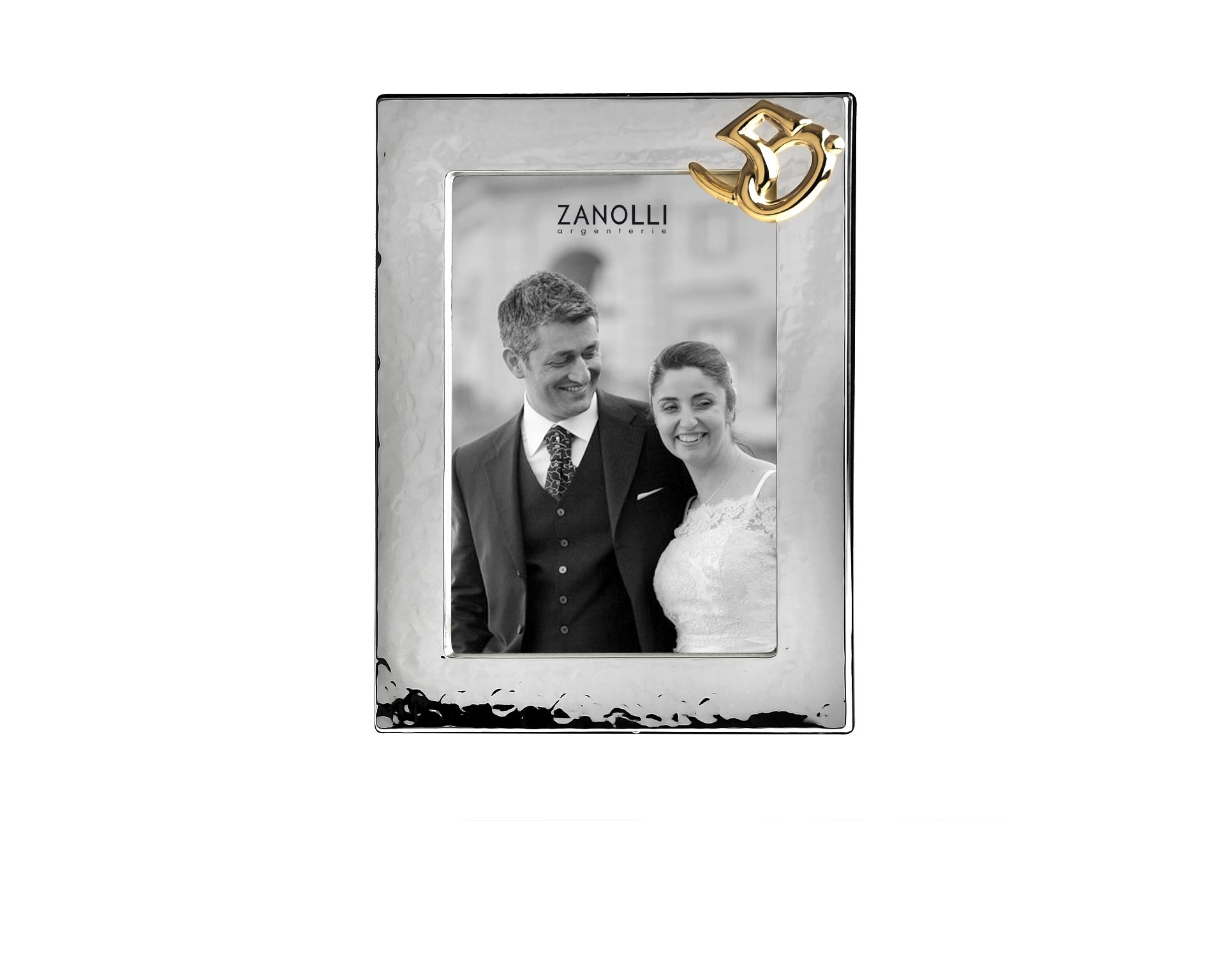 Picture Frame 50 Anniversary Silver With Hammered Band Selezione Zanolli