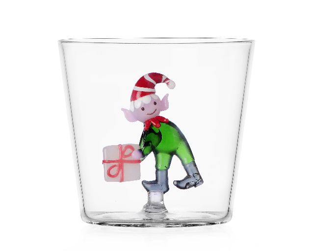 Idea regalo natale bicchiere tumbler elfo verde con regalo christmas tales