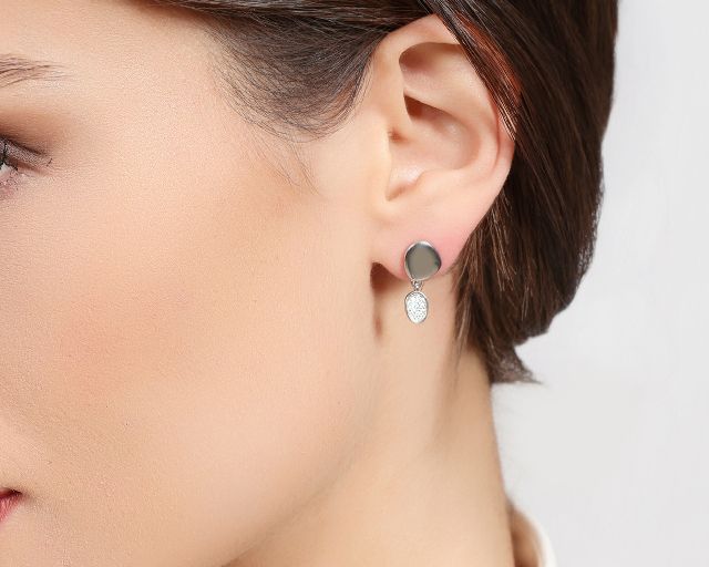 Orecchini sparkle argento con pepite e zirconi