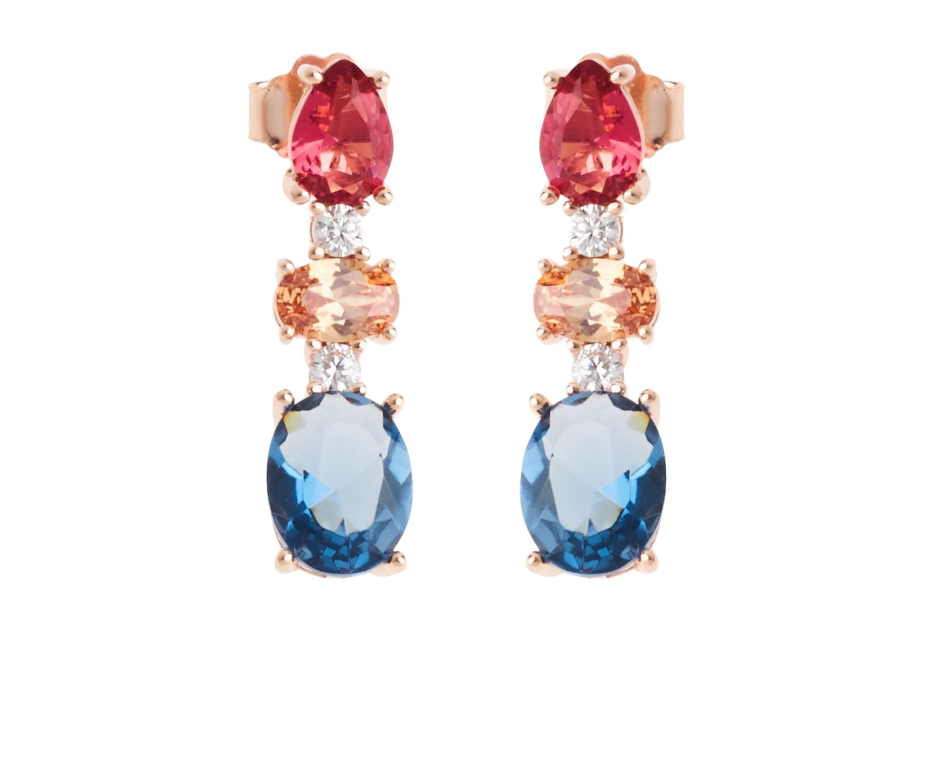 Earrings Silver Rose With Multicolored Zircons Sovrani 181565 814j8378