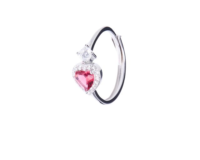 Ring silver with ruby zircon