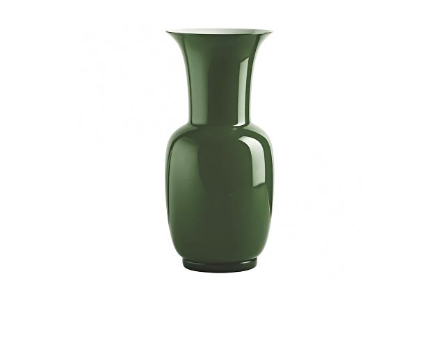 Vaso opalino vetro di murano verde mela e lattimo