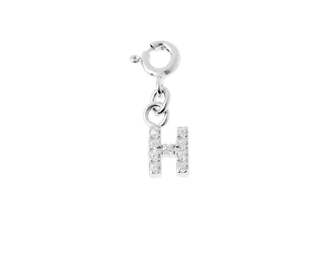 H letter charm silver with zircons