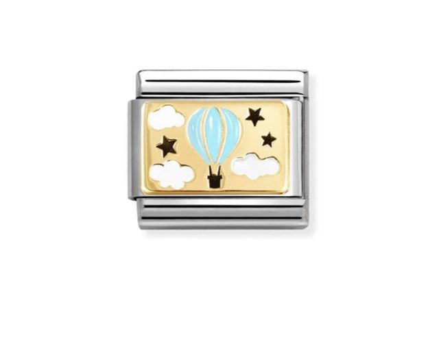Blue baloon composable steel gold and enamel