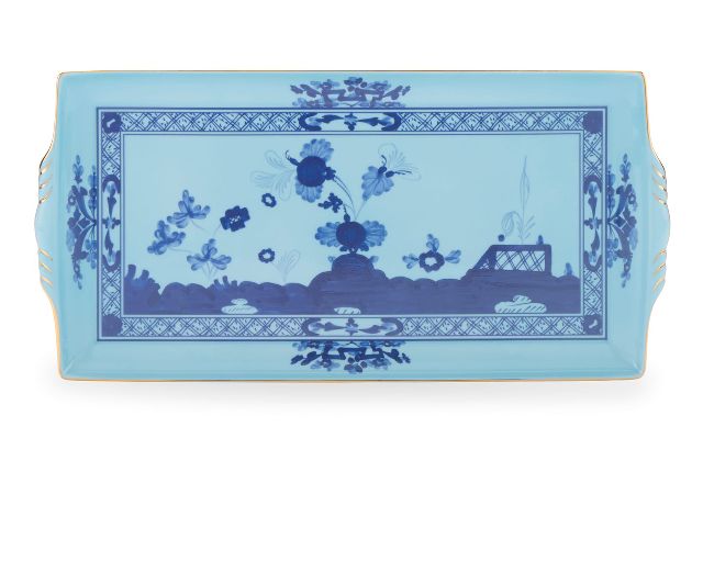 Rectangular tray oriente italiano iris porcelain