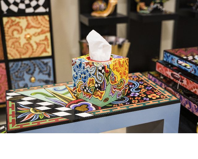 Tissue box square dipinto a mano