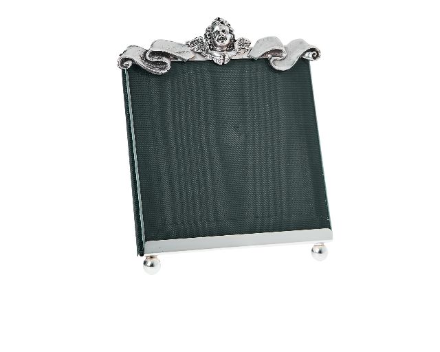 Cornice argento con putto e festone