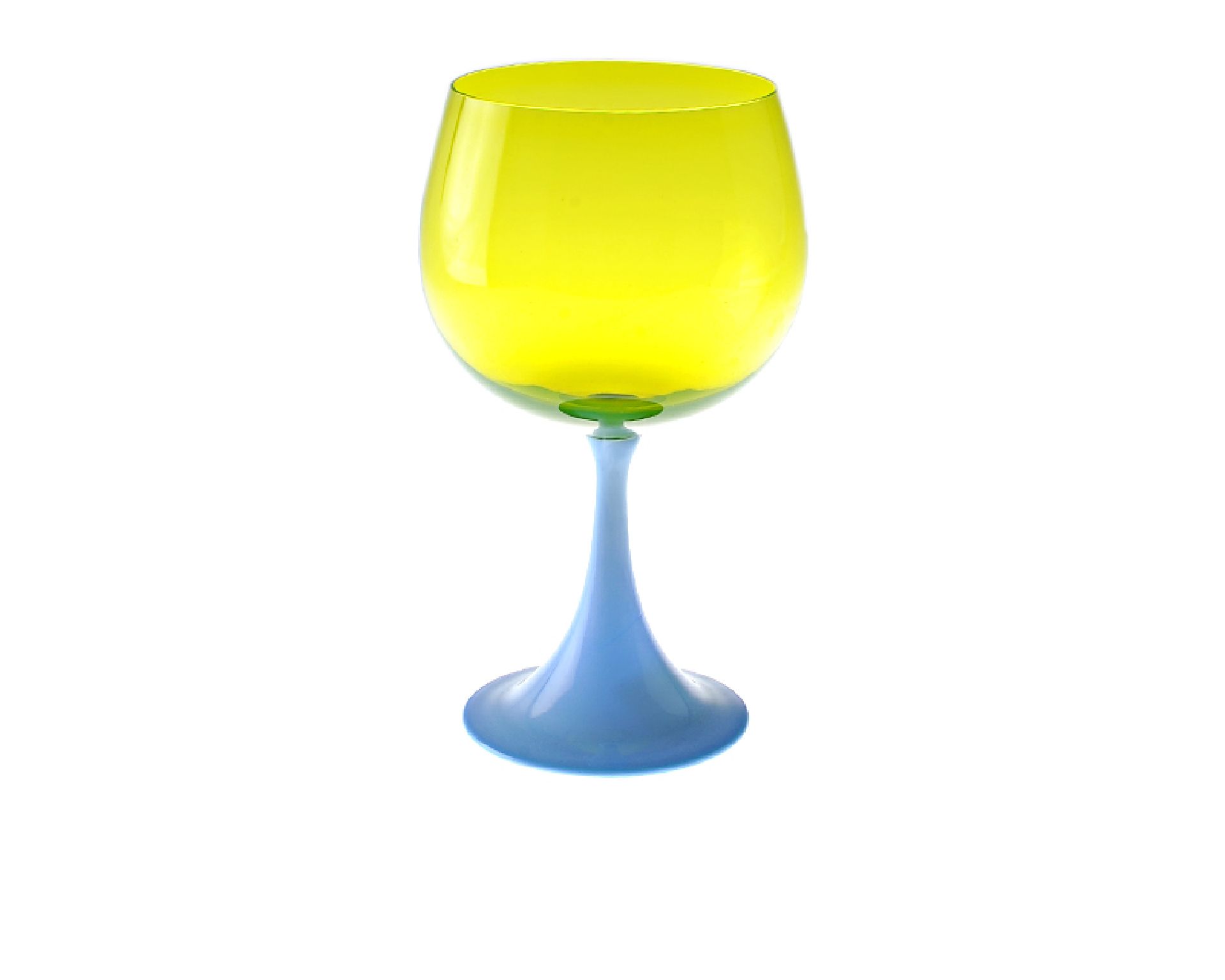 Bourgogne Goblet Burlesque Murano Glass Light Blue Acid Green Nasonmoretti 56350 843bur08bg