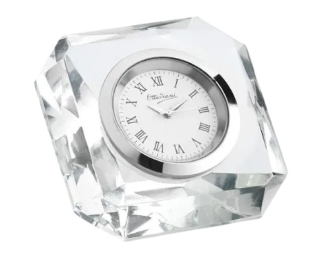 Orologio da tavolo cristallo con quadrante bianco
