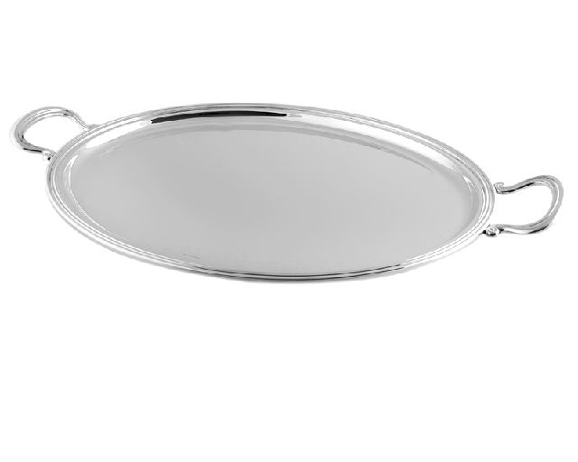 Vassoio ovale con manici silver plated in stile inglese