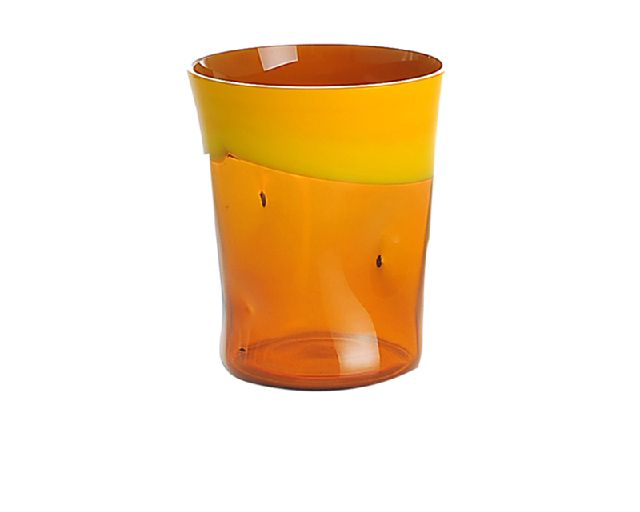 Water glass dandy murano glass yellow brown