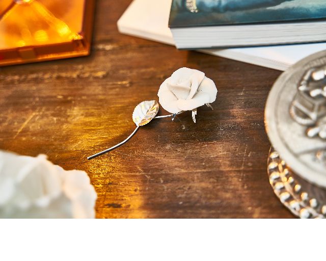 Rose Capodimonte Silver White With Sugared Almonds Selezione Zanolli 170552 5894345bhx