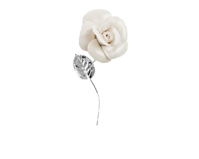 Rose Capodimonte Silver White With Sugared Almonds Selezione Zanolli 170552 5894345bhx