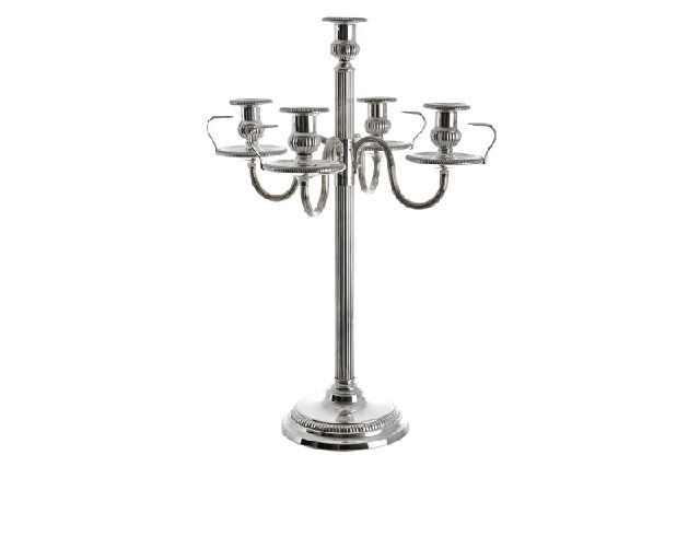 Candelabro argento a cinque fiamme