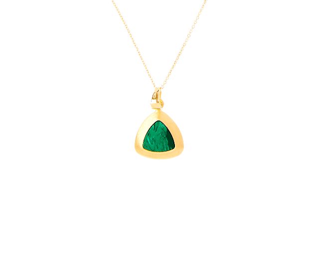 Necklace silver with malachite pendant