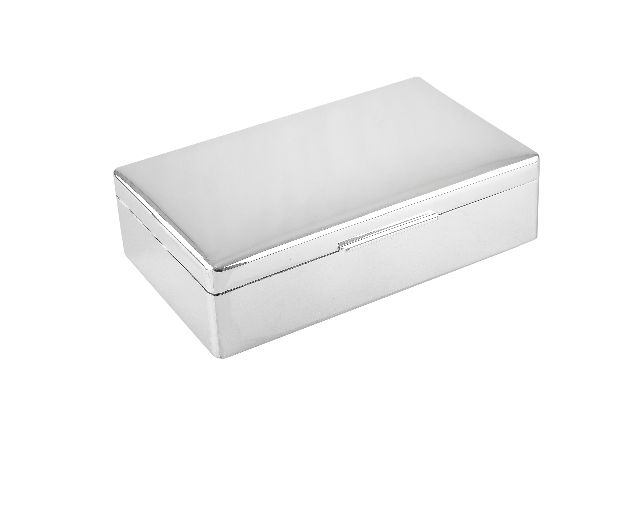 Scatola argento lucida con interno in legno