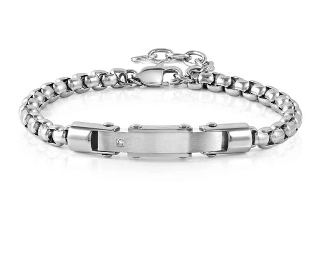 Bracciale strong acciaio con diamante naturale