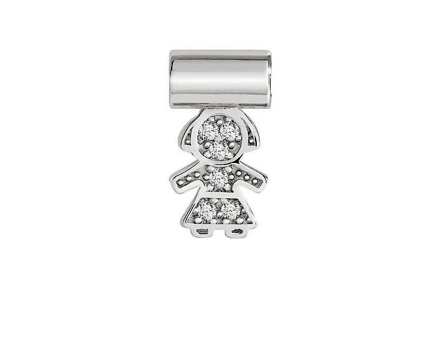 Ciondolo seimia argento bimba con zirconi