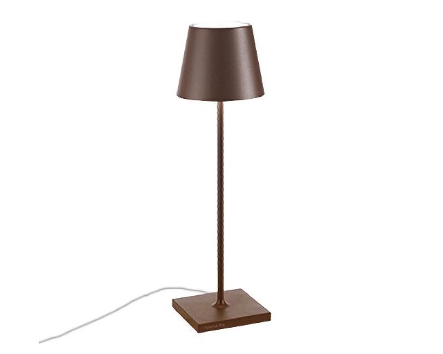 Lampada da tavolo poldina con cavo corten con cavo