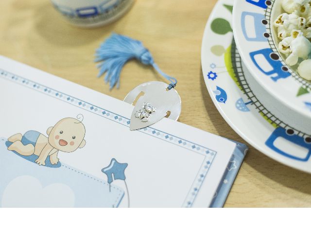 Bookmark Silver With Teddy Bear Blue Tassel And Sugared Almonds Selezione Zanolli 170696 5430370chx