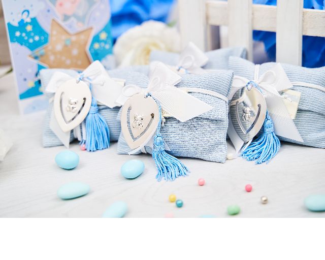 Bookmark Silver With Teddy Bear Blue Tassel And Sugared Almonds Selezione Zanolli 170696 5430370chx