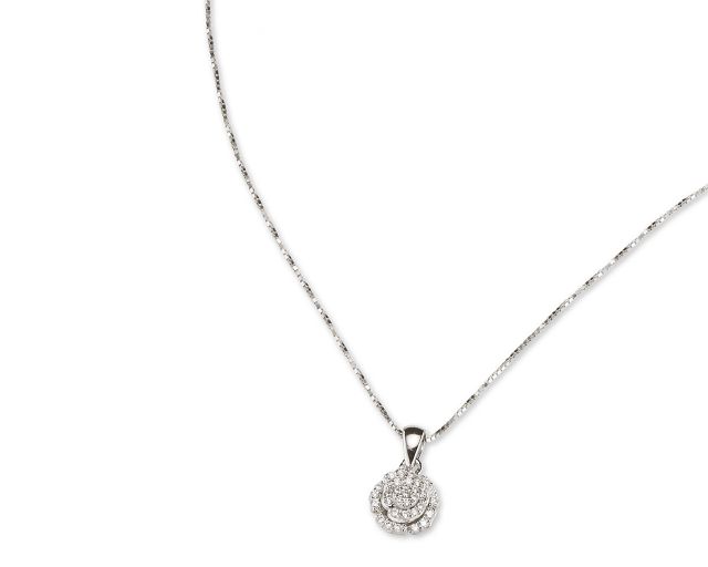 Collana fiore argento con zirconi bianchi