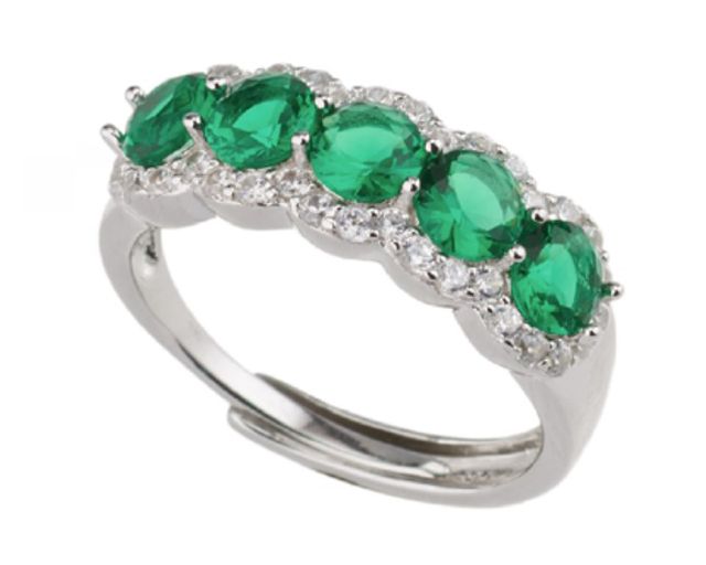 Anello argento con zirconi bianchi e verdi