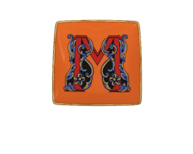 Piattino alphabet porcellana lettera m