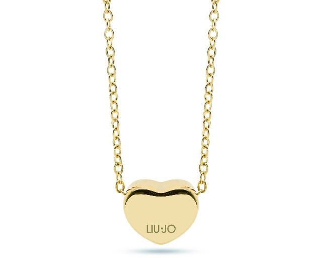 Collana acciaio dorato cuore piatto