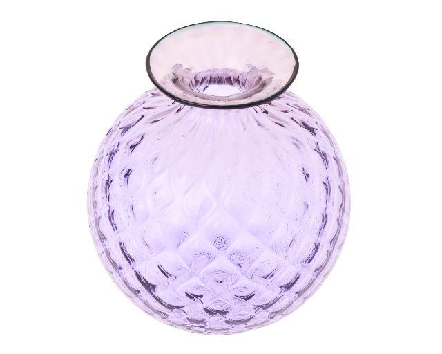 Vaso monofiore balloton vetro di murano lilla con filo verde menta