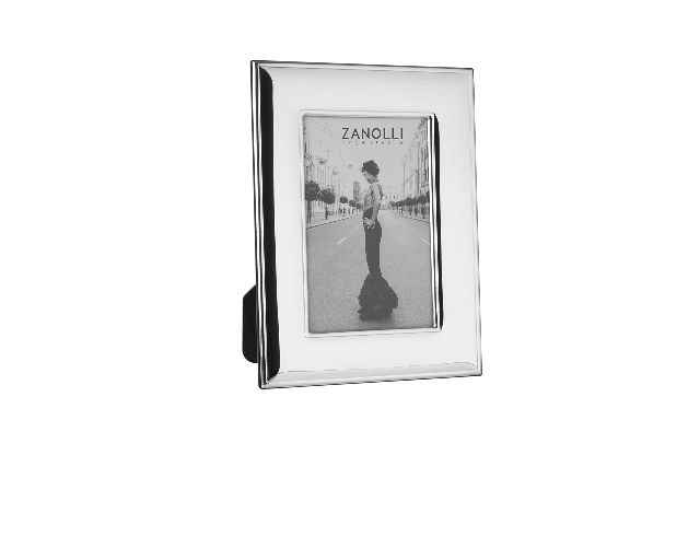 Picture frame pvd silver with shiny band and wooden back