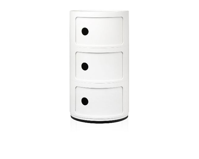 Cassettiera componibile a tre elementi colore bianco