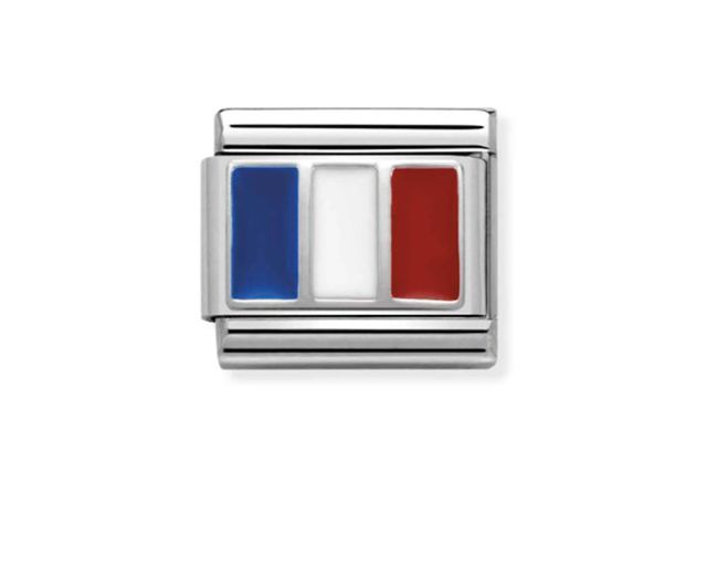 Bandiera francese composable acciaio argento e smalto