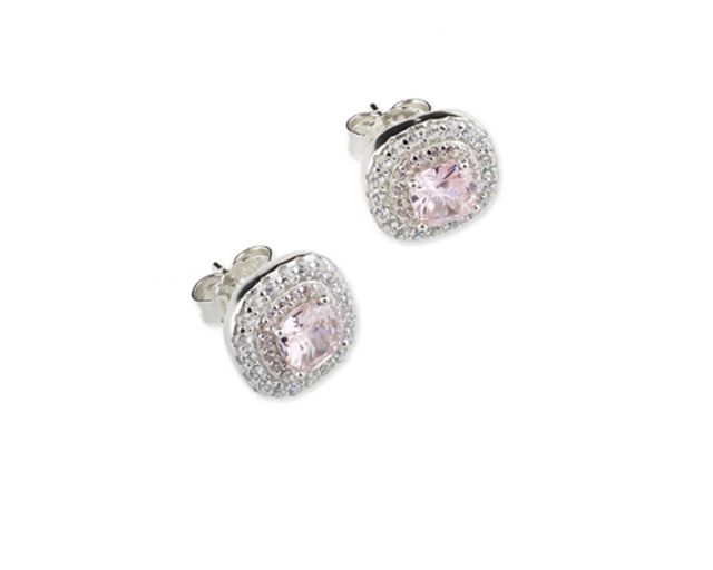 Orecchini luce argento con cubic zirconia e zircone rosa