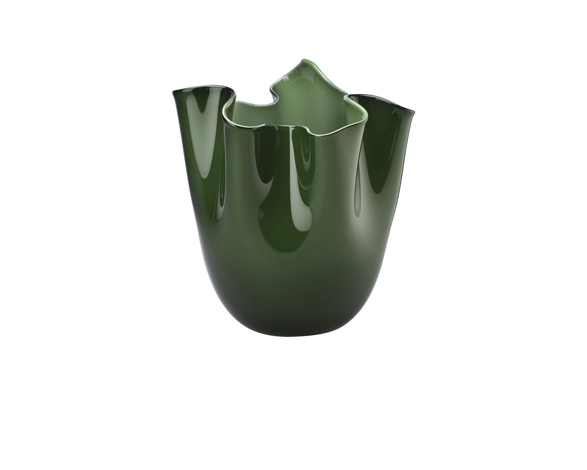 Vaso Fazzoletto Vetro Di Murano Opalino Verde Mela Venini 154213 93170000vmlavm