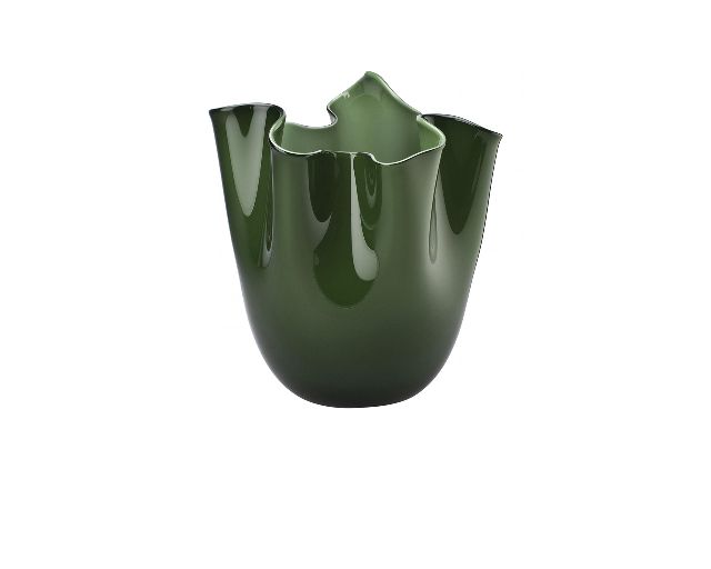 Vaso fazzoletto vetro di murano opalino verde mela