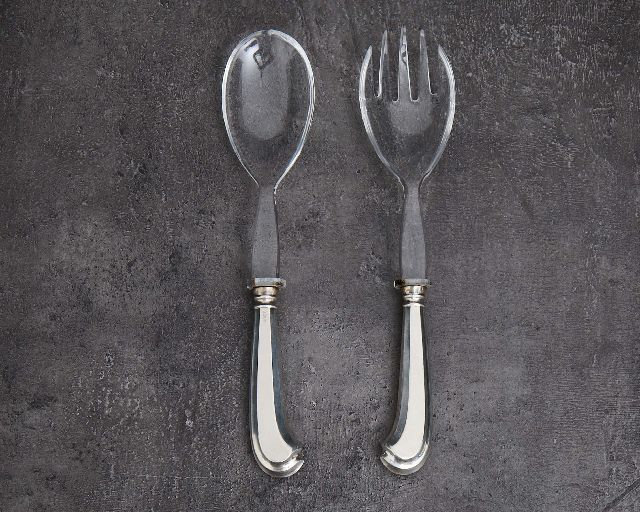 Posate Insalata Argento 2 Pezzi In Stile San Marco Usato Ricondizionato Zanolli Vintage 185685 Us0007117