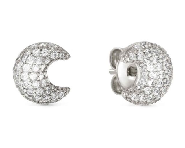 Orecchini life poetry argento luna con pavè di zirconi