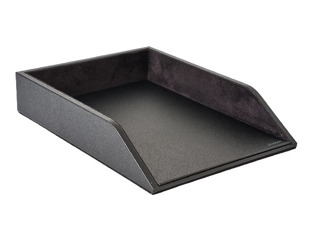 Document tray black faux leather