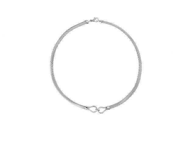 Collana argento tubogas con intreccio centrale