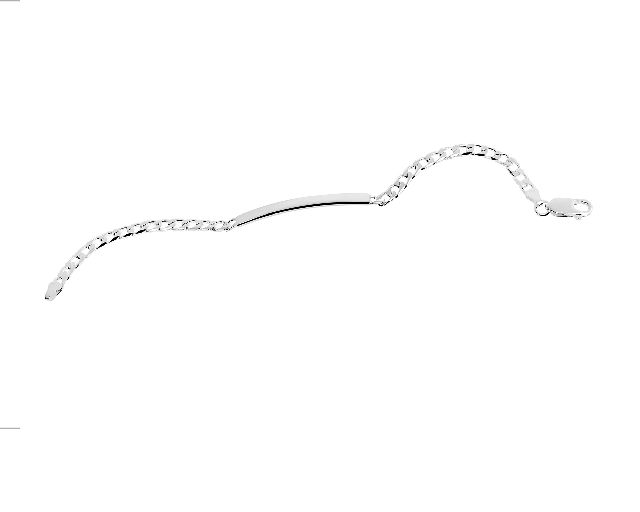 Bracciale da uomo argento con maglia grumette e piastrina centrale