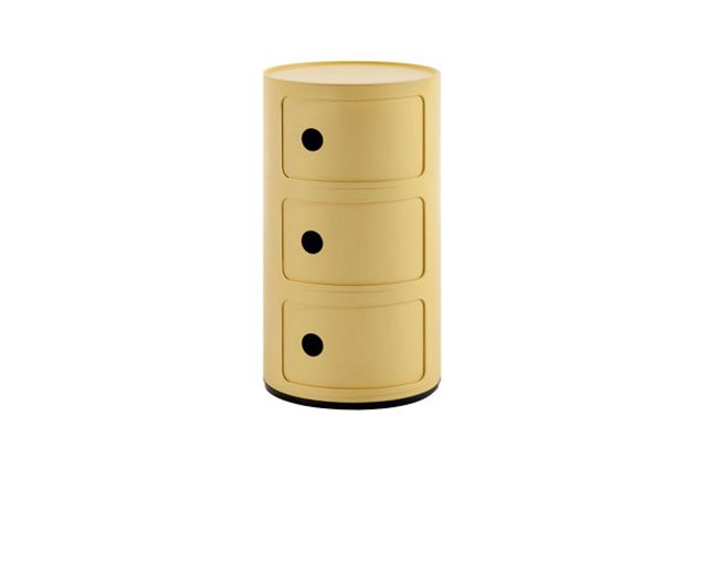 Cassettiera componibile bio a tre elementi colore giallo