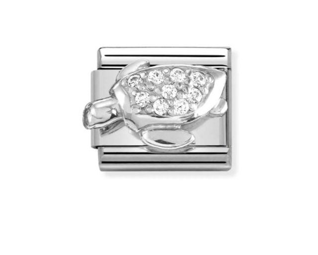 Turtle composable steel silver and zircons